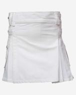 Women's Kilt Outfit In White Cotton -  