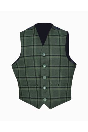 Traditional Style Lovat Green Tweed Argyle Kilt Jacket With 5 Button Vest - Scot Kilt Store