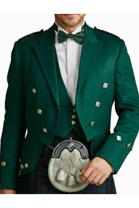Prince Charlie Green Kilt Jacket Scottish Highland - Scot Kilt Store
