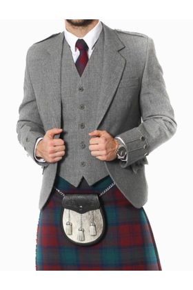 Light Grey Tweed Argyle Jacket 5 Button Vest - Scot Kilt Store