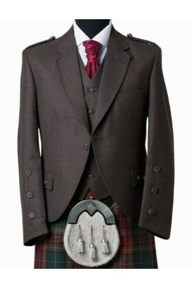 Men Brown Scottish Kilt Jacket with Vest - Scot Kilt Store