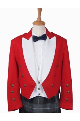 RED Prince Charlie Jacket & white Waistcoat - Scot Kilt Store