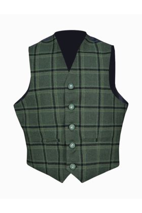 Traditional Style Lovat Green Tweed Argyle Kilt Jacket With 5 Button Waistcoat - Scot Kilt Store