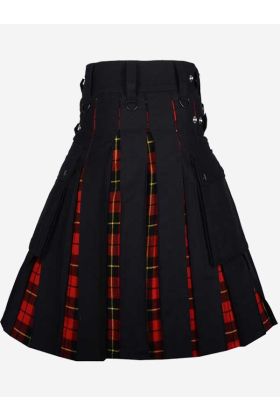 Black & Royal Stewart Tartan Hybrid Kilt - Scot Kilt Store