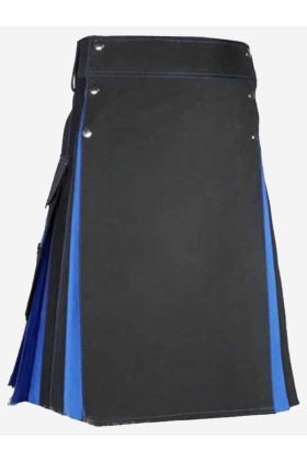 Luxury Black And Blue Hybrid Kilt For Men - Scot Kilt Store