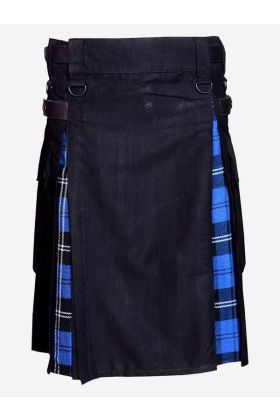 Black Hybrid With Ramsey Blue Tartan Kilt - Scot Kilt Store