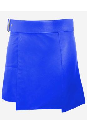 Women's Blue Leather Kilt  With Buckle - Scot Kilt Store