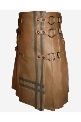 Brown Gladiator Leather Utility Kilt - Scot Kilt Store