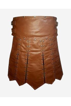 Brown Gladiator Leather Utility Kilt For Men - Scot Kilt Store