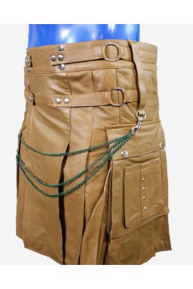Dark Brown Leather With Chain - Scot Kilt Store