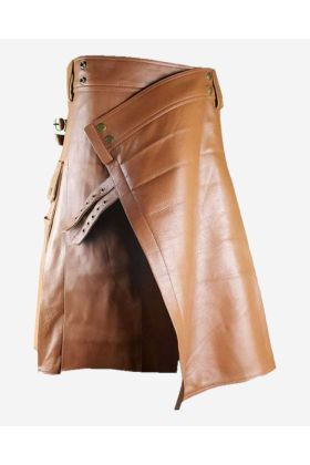 Brown Serape Print Leather Pleats - Scot Kilt Store