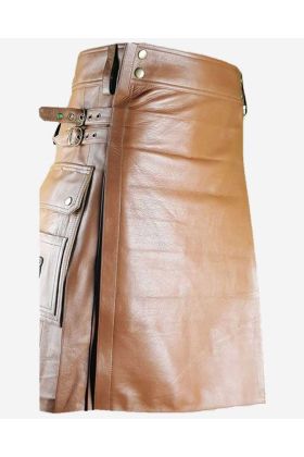 Brown Serape Print Leather Pleats - Scot Kilt Store