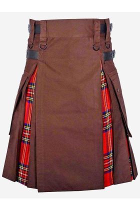 Brown Royal Stewart Tartan Hybrid Kilt - Scot Kilt Store