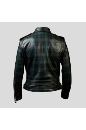 Custom Tartan Printed Riding Leather Jacket