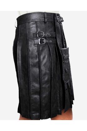 Dashing Leather Pleated Kilt with Sporran - Scot Kilt Store