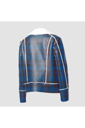 Elliot Modern Printed Tartan Shearling Leather Jacket