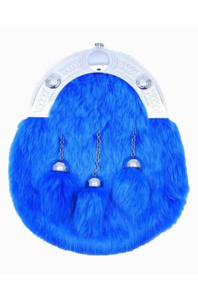 Full Dress Chrome Celtic Knot - Light Blue Rabbit Fur - scot kilt store