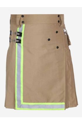 Khaki Firefighter Utility Kilt For Men - Scot Kilt Store