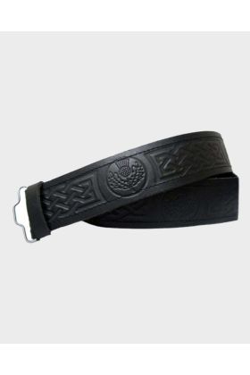 Leather Black Thistle Kilt Belt | Scot Kilt Store