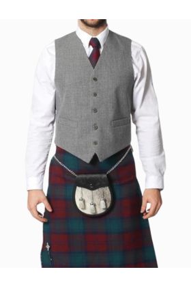 Men Light Grey Tweed Argyle 5 Button Vest - Scot Kilt Store