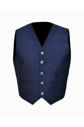 New Scottish Blue Wool Argyle Waistcoat Vest - Scot Kilt Store