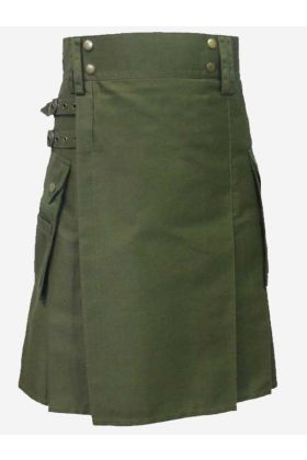 Olive Green Utility Kilt For Men - Scot Kilt Store