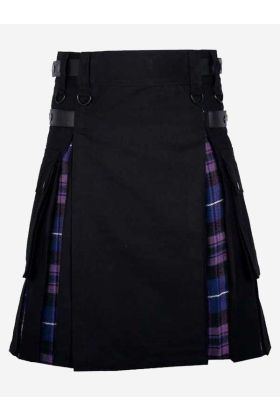 Black Cotton & Pride Of Scotland Tartan Hybrid Kilt - Scot Kilt Store