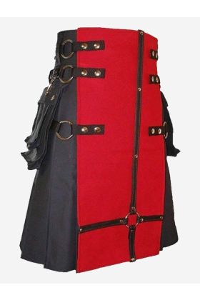 Red And Black Gothic Style Hybrid Kilt - Scot Kilt Store