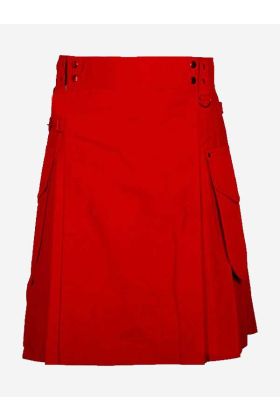 Red Modern Utility Kilt  For Men - Scot Kilt Store