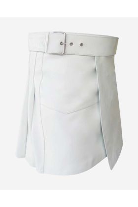 Women White  Leather Kilt with Buckle - Scot Kilt Store
