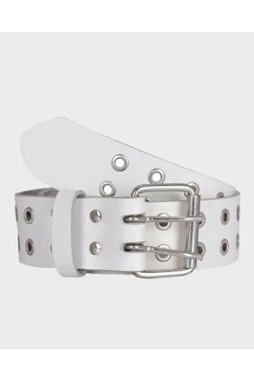 White Fashion Double Prong Leather Kilt Belt | Scot Kilt Store
