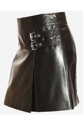 Luxurious Black Leather Kilt Skirt For Women - Scot Kilt Store
