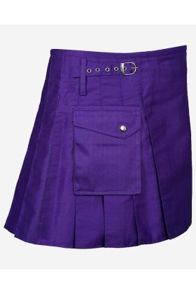 Women's Purple Cotton Jeans Utility Kilt  - Scot Kilt Store
