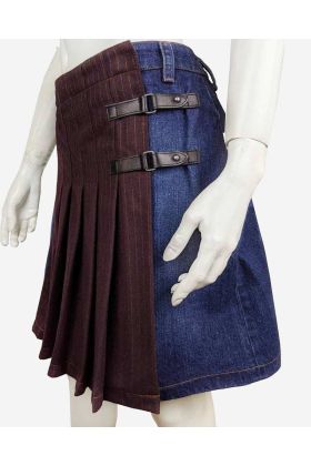 Vintage 90s Jean Paul Gaultier Pleated Denim Mini Skirt - Scot Kilt Store