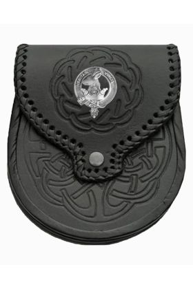Clan Crest Badge Leather Sporran -  
