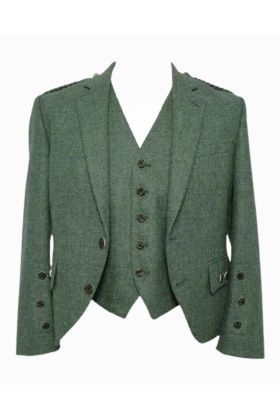 Green Tweed kilt Jacket and WaistCoat -  