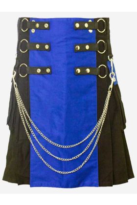Black & Blue Modern Utility Hybrid Kilt -