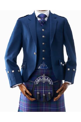 Men's Contemporary Blue Argyll Jacket & Waistcoat -