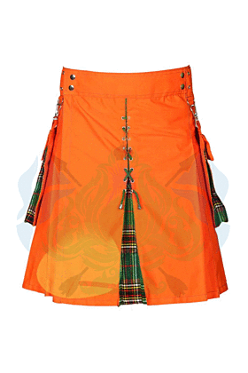 Men's Modern Orange & Murphy Ancient Tartan Hybrid Utility Kilt -