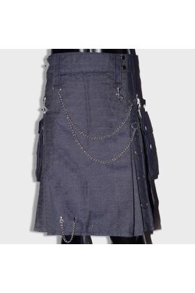 Active Men Fashion Blue Demin Utility Kilts -  