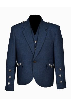 Tweed Crail Highland Blue Kilt Jacket and Waistcoat -