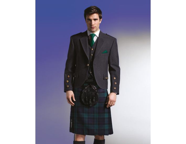 Black Watch Charcoal Tweed Kilt Outfit For Men - Custom Made Wedding
