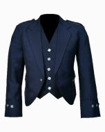 New Scottish Blue Wool Argyle Kilt Jacket With Waistcoat Vest - Scot Kilt Store