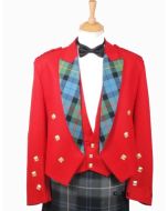 RED Prince Charlie Jacket & 3 Button Waistcoat - Scot Kilt Store