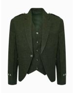 Olive Green Tweed kilt jacket With 5 Button Waistcoat - Scot Kilt Store