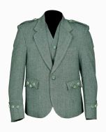 Lovat Green Tweed Argyle Kilt Jacket With 5 Button Vest - Scot Kilt Store