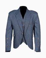 Men Gray Wool Argyle Jacket and with Five Button Waistcoat - Scot Kilt Store
