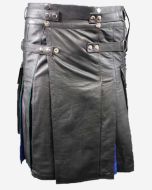 Black And Blue Leather Kilt - Scot Kilt Store