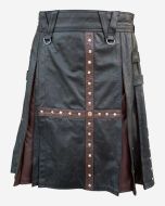 Black And Brown Leather Kilt - Scot Kilt Store