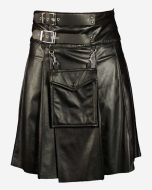Black Gothic Leather Utility Kilt - Scot Kilt Store
